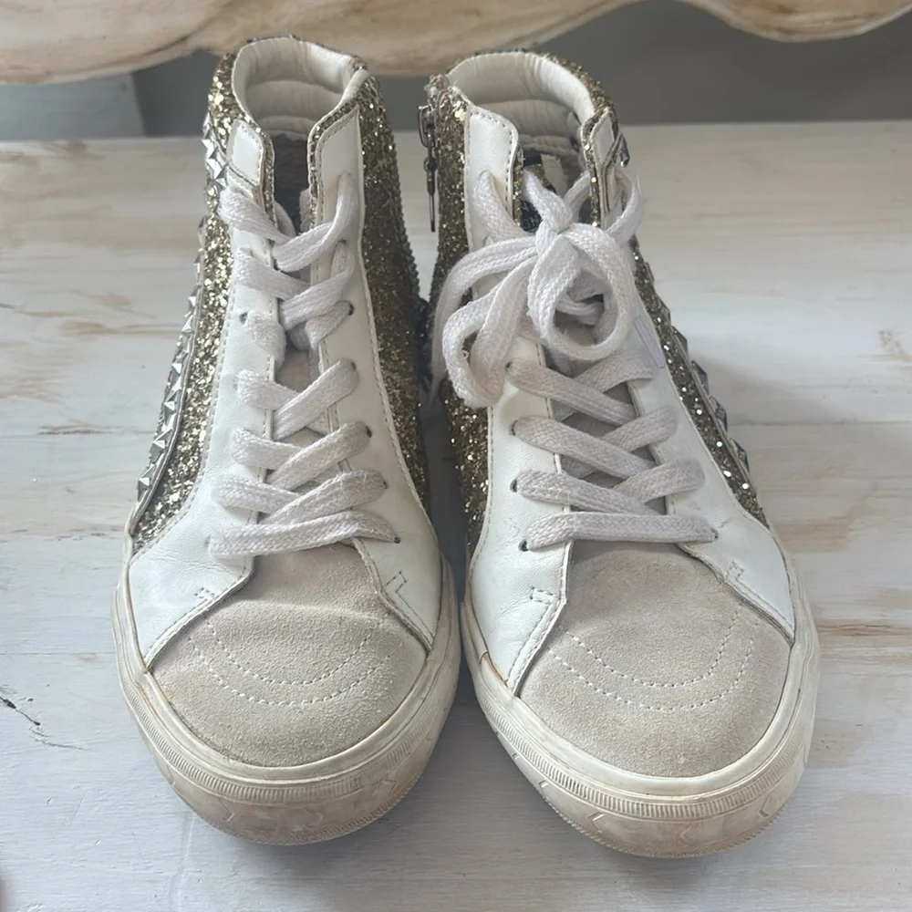 Vintage Havana Gold Glitter High Top‎ Sneakers Womens Size 6
